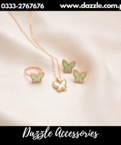 Mint green butterfly necklace set