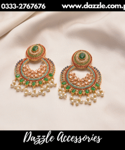 Nav Ratan Green Statement Baali Earrings