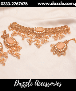 Peach Statement Choker with earrings bindiya