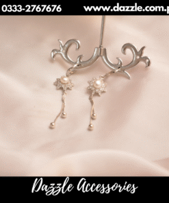 Pearl Floral chain drop earrings