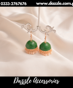 Pearl drops  green  meenakri  jhumka