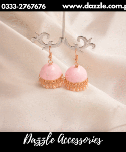 Pearl drops pink meenakri  jhumka