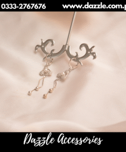 Pearl silver chain drop earrings