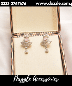 Pink Golden Drop Earrings