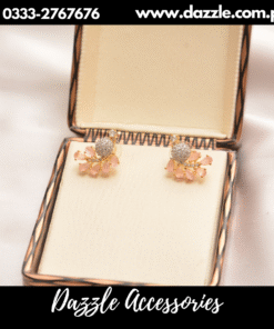 Pink Golden Peacock Stud Earrings