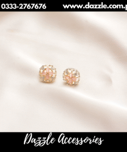 Pink Golden Stud Earrings