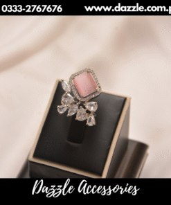 Pink Kundan Inspired Ladies Ring Adjustable Size
