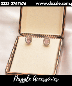 Pink One Stone Stud Earrings