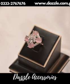 Pink Silver Adjustable Girls Ring Adjustable size