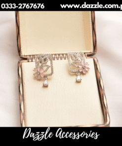 Pink Silver Drop Earrings for girls