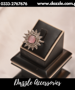 Pink Silver Enchanting Ladies Ring Adjustable Size