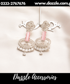 Pink Silver Long Earrings for her