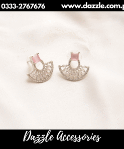 Pink Silver Modern Earrings for her