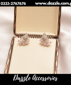 Pink Silver Peacock Stud Earrings