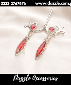 Pomegranate Red Drop Silver Earrings