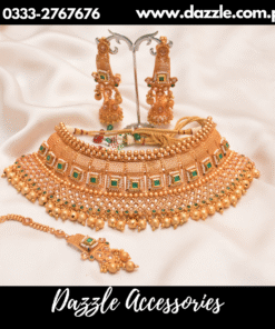 Rajwarri Indian green stone bridal set