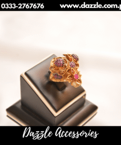 Ruby Real Gold Look Statement Women Ring Adjustable Size
