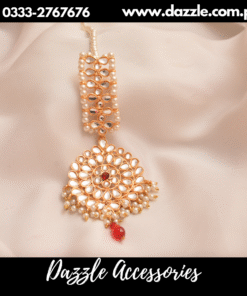 Sheesha kundan wide golden maang tikka