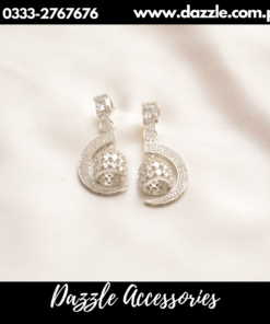 Silver Crescent Long Earrings