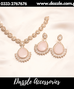 Silver statement pink gem set