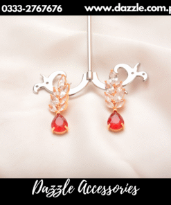 Tear drop red stone earrings