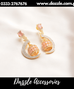 Two Tone Crescent Long Earrings