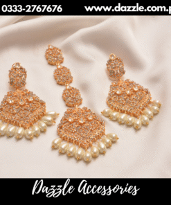 White Statement Kashi Bindiya Earrings Set