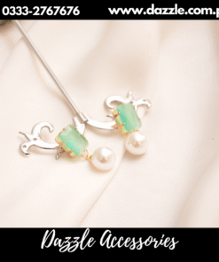 mint green pearl drop earrings