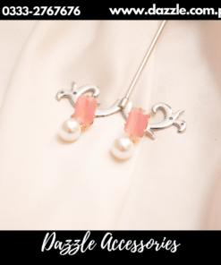 pink pearl drop earrings
