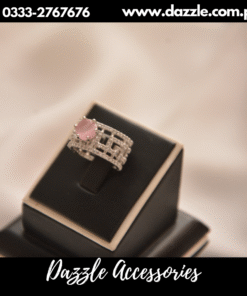 princess zirconia pink stone ring
