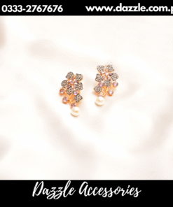 zirconia floral pearl earrings