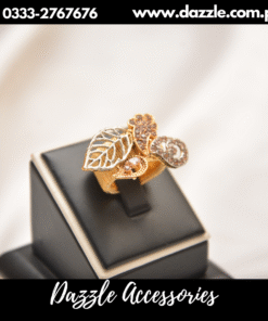 Artistic Gold Plated champagne Leaf  ring