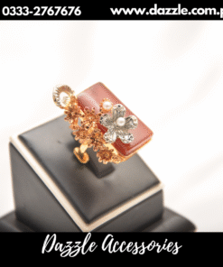 Artistic maroon Floral gem ring