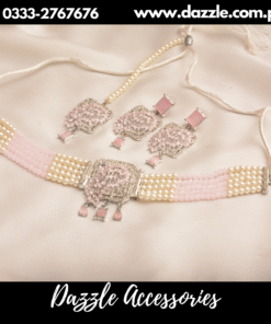 Classic pink silver choker set