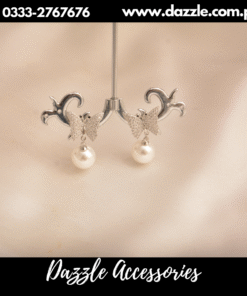 Cute butterfly silver pearl studs