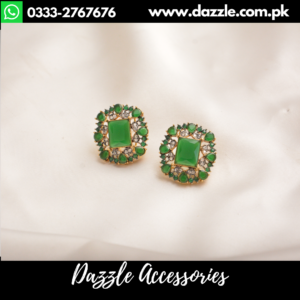 Dazzling Zirconia green  gem studs