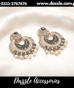 Gorgeous black pearl chand baali earrings