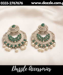 Gorgeous green pearl chand baali earrings