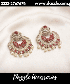 Gorgeous red  pearl chand baali earrings
