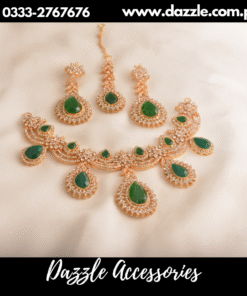 Mesmerizing  golden green bridal set