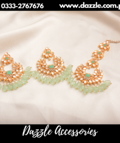 Mint green tikka earring combo