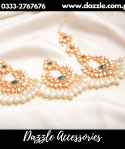 Pearl  green tikka earring combo