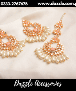 Pink green tikka earring combo