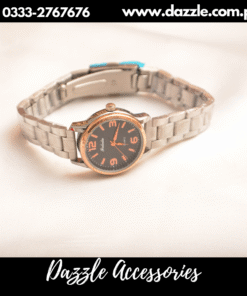 Silver Black Dial watch