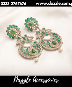 Stunning green chaand baali long earrings