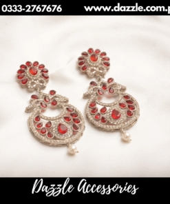 Stunning red chaand baali long earrings