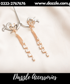 Stylish long golden chain earrings
