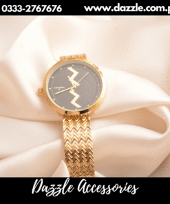 Timeless decency Black Dial Golden watch