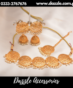 Traditional golden  pearl  jhumka choker