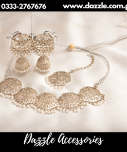 Traditional silver pearl  jhumka choker